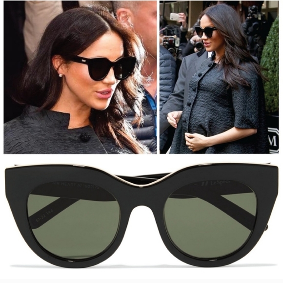 Le Specs Accessories - Le Specs Air Heart Cat Eye Black  Gold Sunglasses